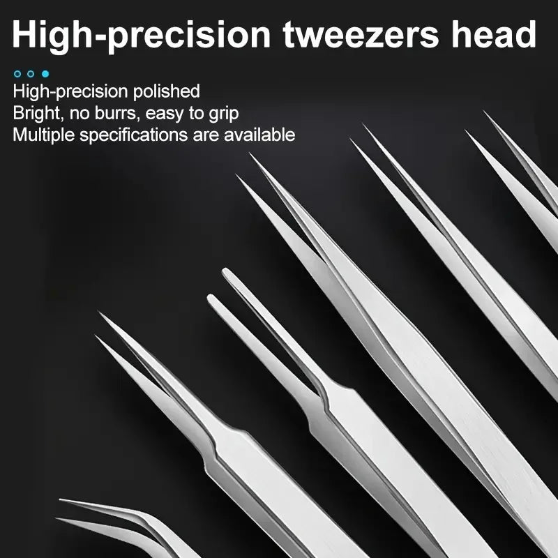 6-Piece Stainless Steel Tweezers Ts-15 Succulent Plant DIY Elbow Tweezers Gooi Tweezers Set Peaceful Pleasures Health and Wellness