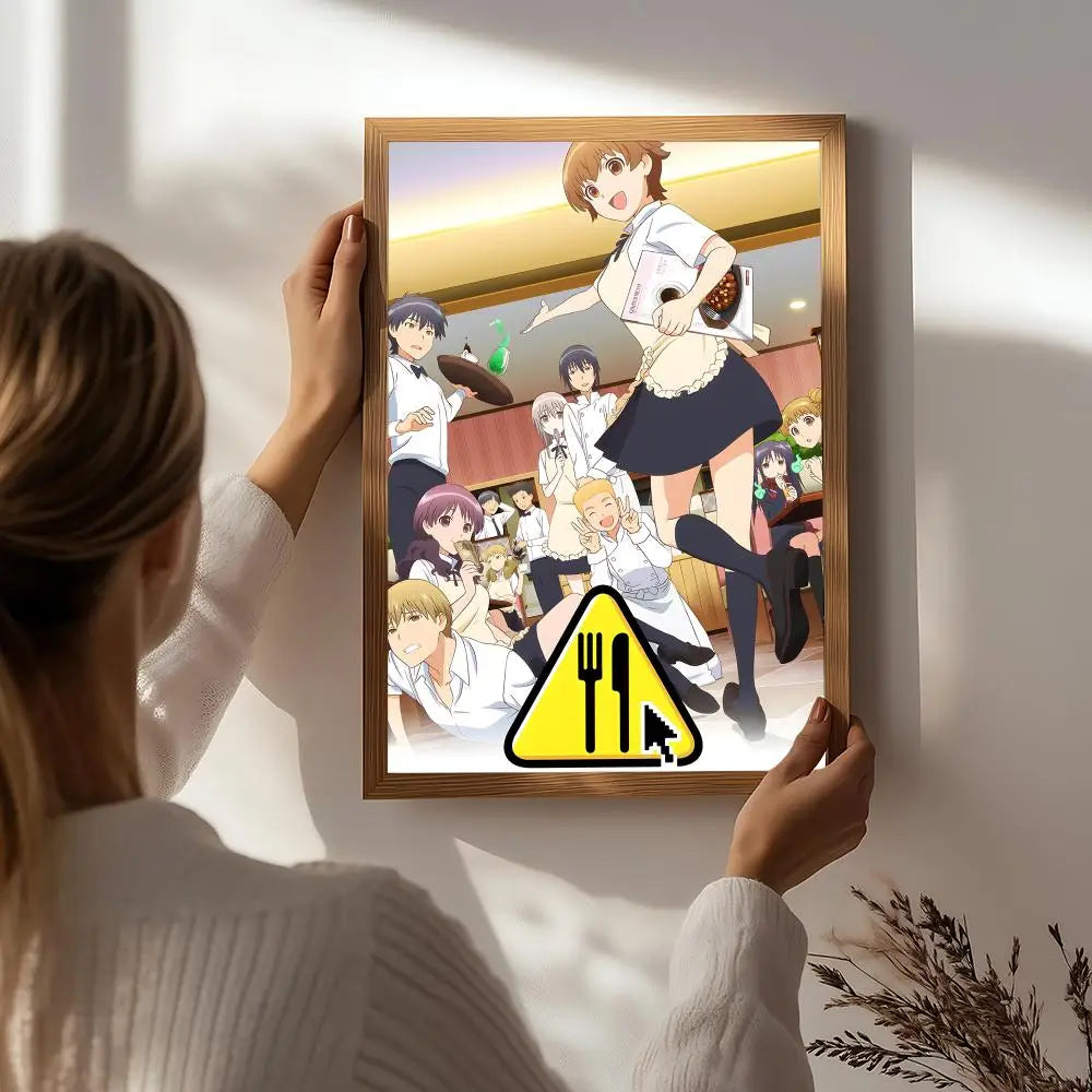 Anime W-Working!! Poster HD Self Adhesive Waterproof Wall Art Ideal for Home Office Dorm Bedroom Great Gift Peaceful Pleasures Health and Wellness White3 40X50cmNoframe