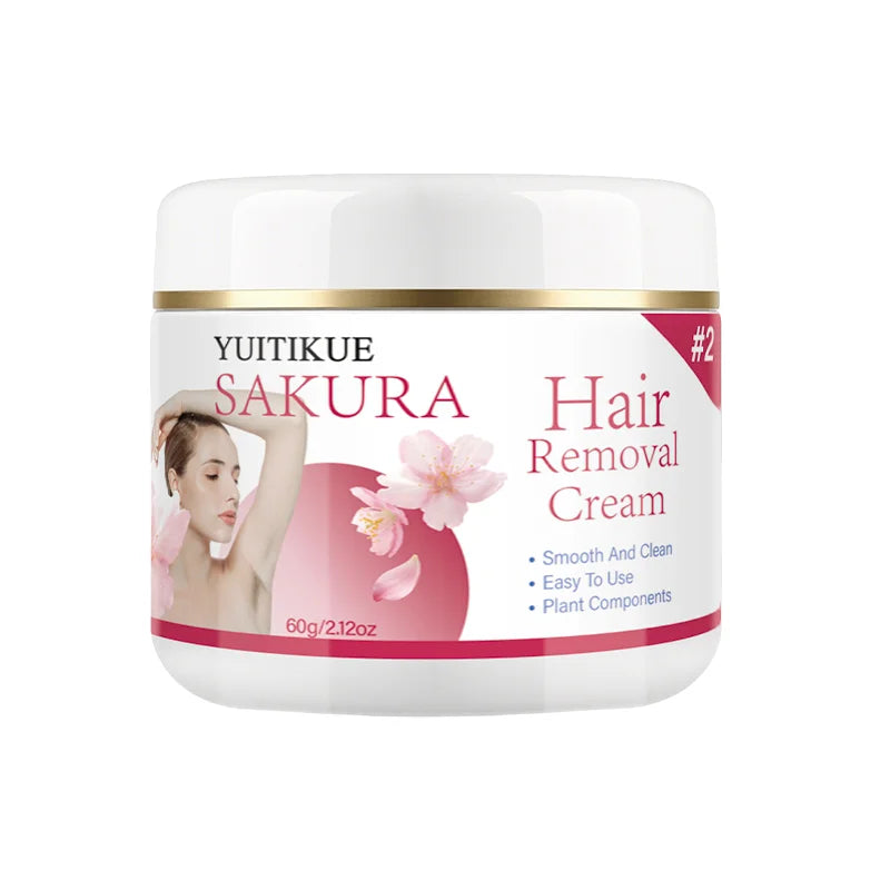 Yuitikue Sakura Hair Removal Cream, 60g Gentle Plant-Based Hair Remover for Smooth & Clean Skin, Easy to Use Peaceful Pleasures Health and Wellness 1pc 60g