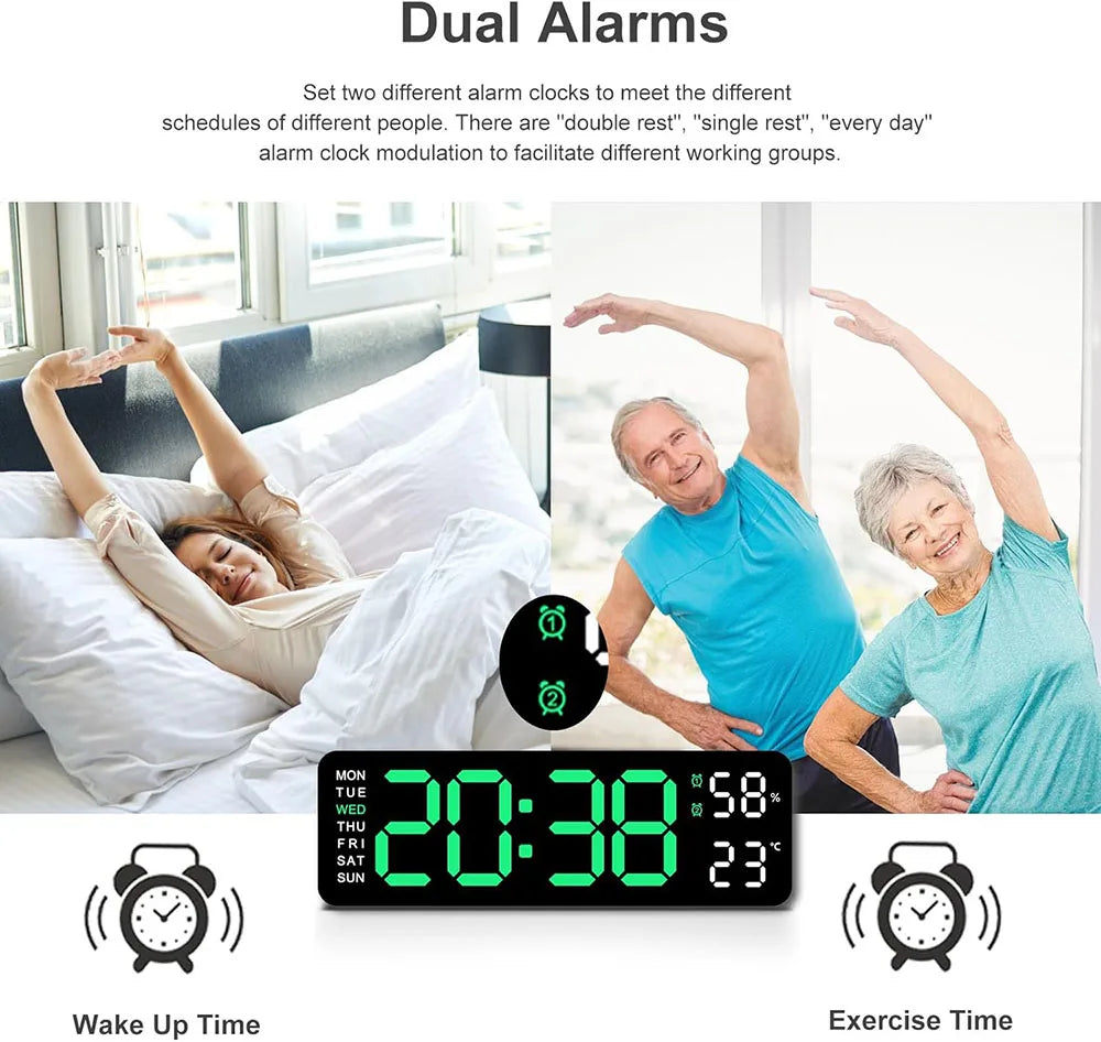 USB Smart Mute LED Electronic Wall Clock Modern Desk Clock Night Alarm Minimalist Thermometer Clock Home Decor For Room Peaceful Pleasures Health and Wellness