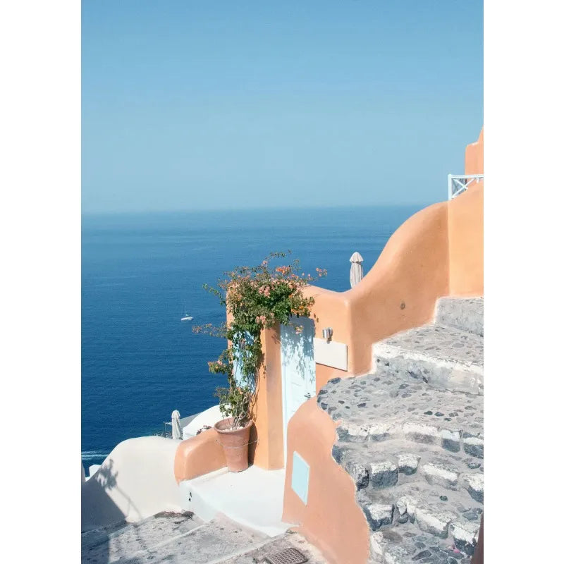 Santorini Greece Canvas Wall Art | Aesthetic Travel Poster