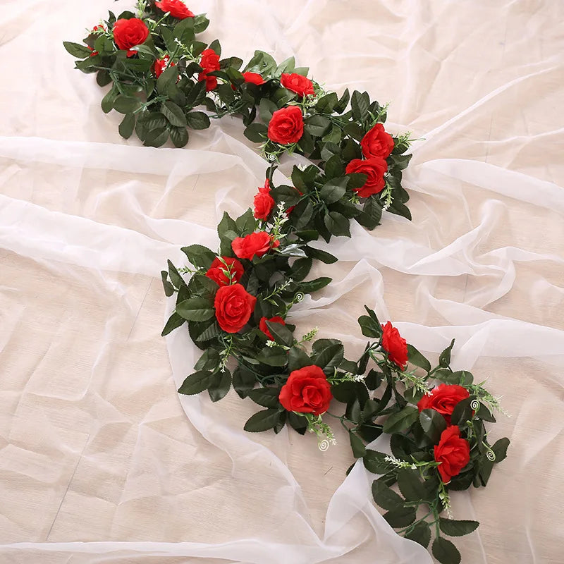 Silk Artificial Rose Vine Garland | Hanging Fake Flower Wall Decor