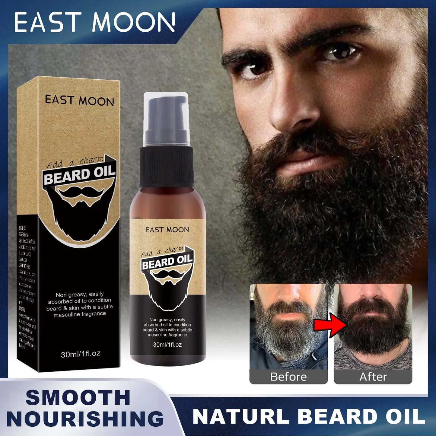 East Moon Natural Beard Oil | Nourishing Plant Essential Oils