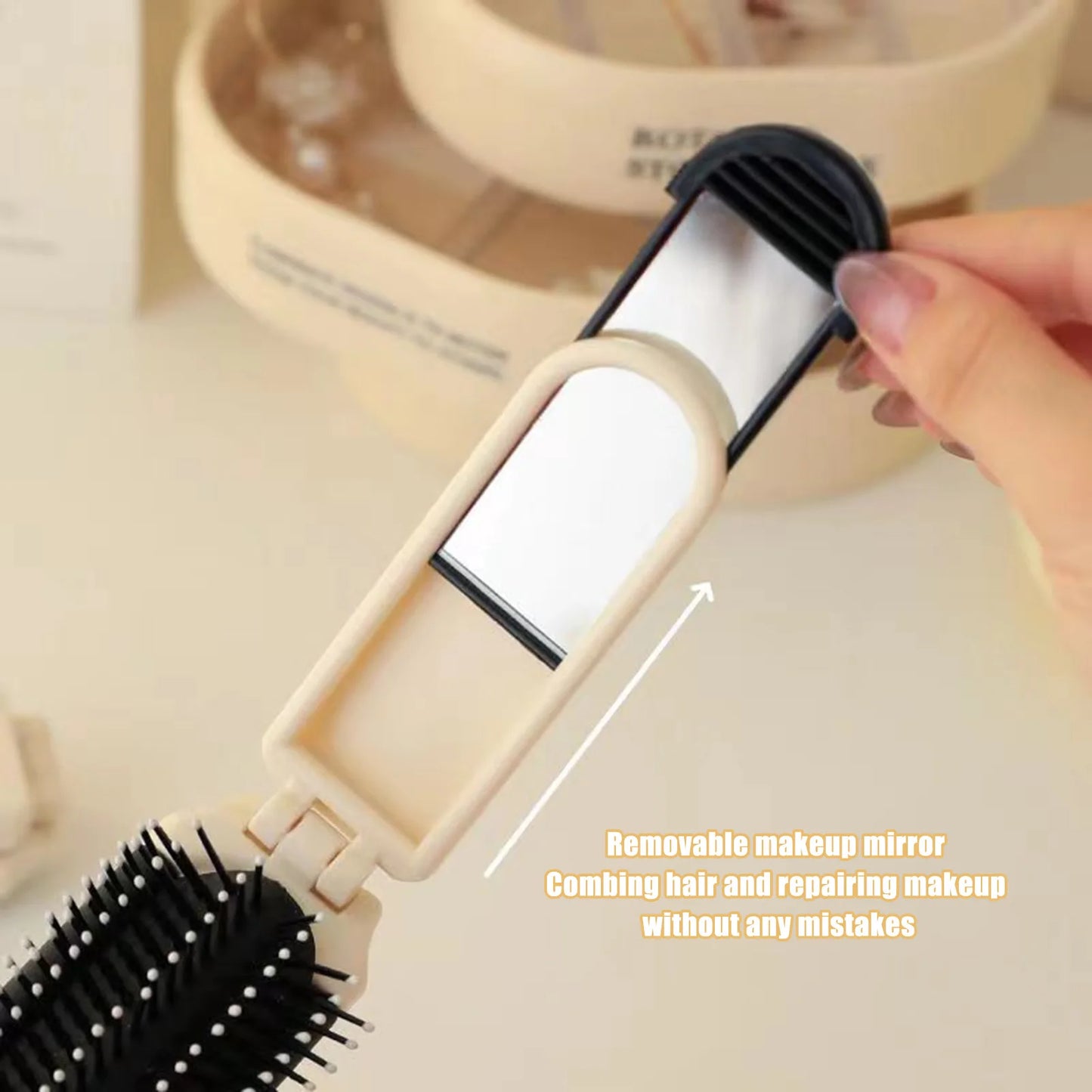 1PCS Folding Mini Pocket Hair Comb with Mirror Portable Massage Comb Brush for Salon Travel Outdoor Makeup Styling Tools Peaceful Pleasures Health and Wellness