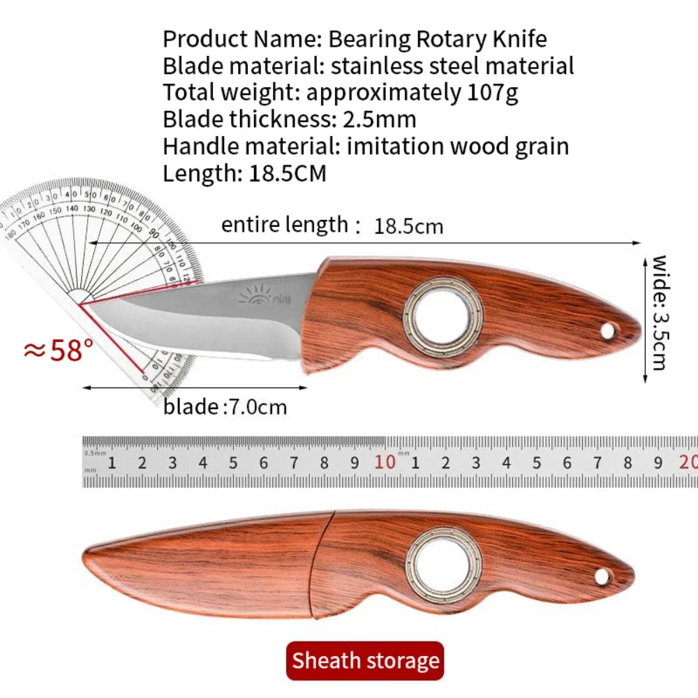 Survival Rotating Knife Outdoor Camping Gear High Hardness EDC Tool Portable Wood Pocket Knife Hunting Bushcraft Equipment Peaceful Pleasures Health and Wellness