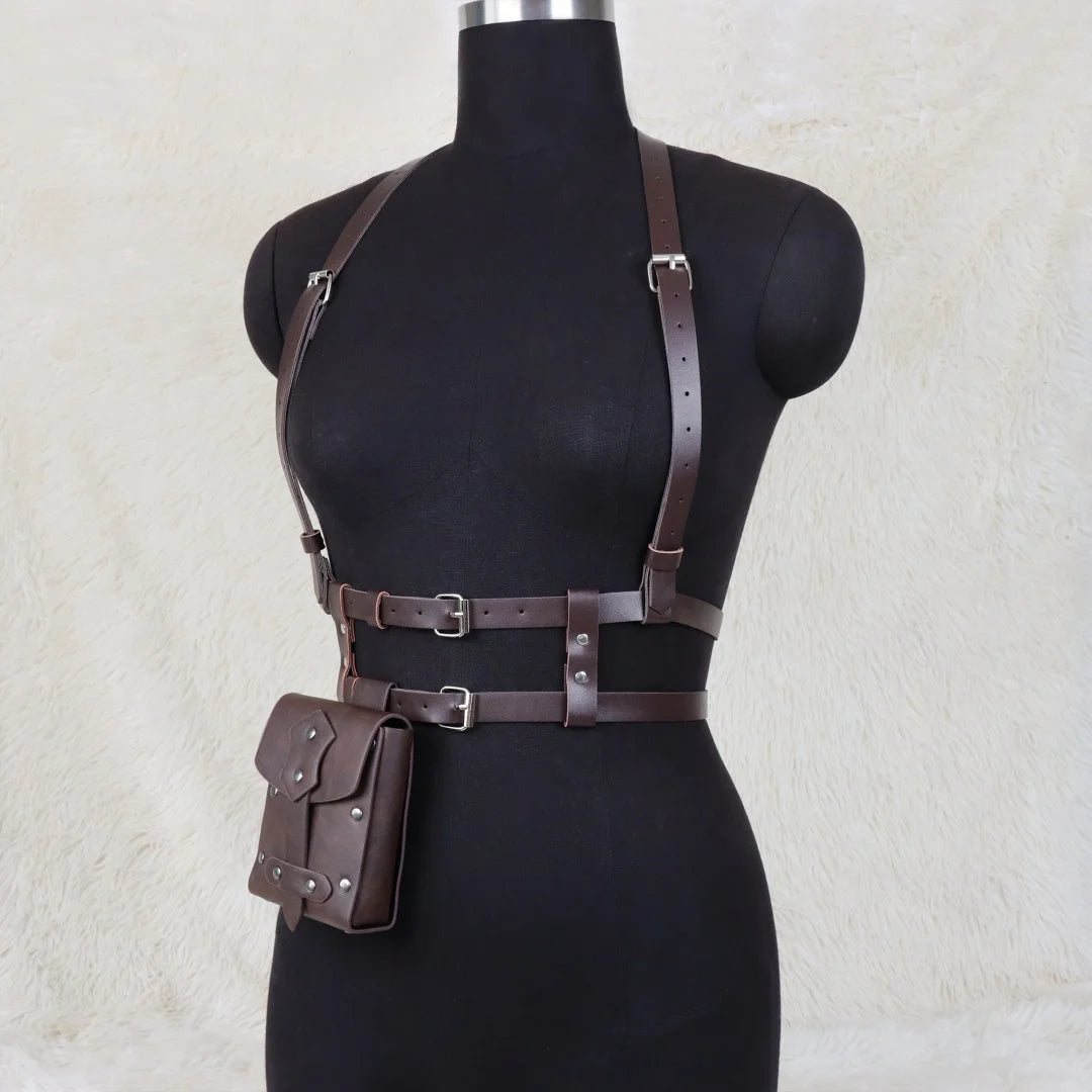 UYEE Punk Y2K Fashion Pu Leather Waist Belt Women Harness Bag