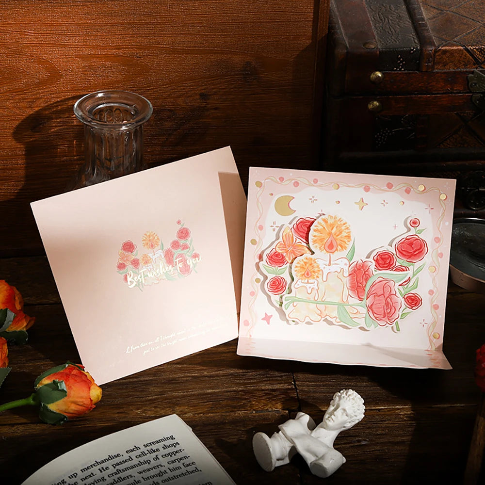 Stamping Rose Three-dimensional Greeting Card Individually Packaged