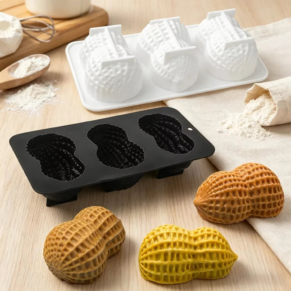3-Cell Peanut Silicone Mousse Cake Mold | Chocolate Bakeware
