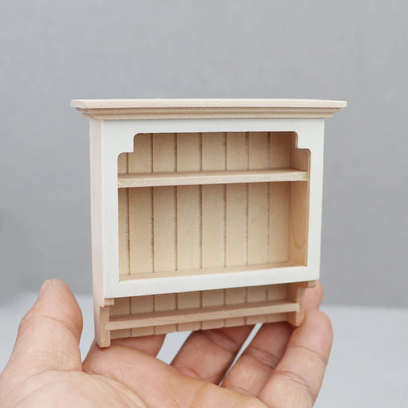 1:12 Dollhouse Miniature Wooden Wall Storage Rack | Kitchen Shelf Dollhouse Miniature Peaceful Pleasures Health and Wellness