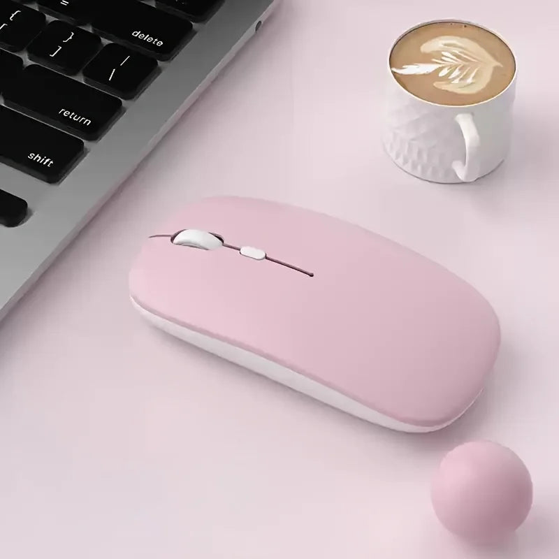 Wireless Mouse Bluetooth-compatible Mouse Ergonomic Mouse Suitable For Laptops Ipads Tablets Laptops Mobile Phone Mice Peaceful Pleasures Health and Wellness Matte-Pink
