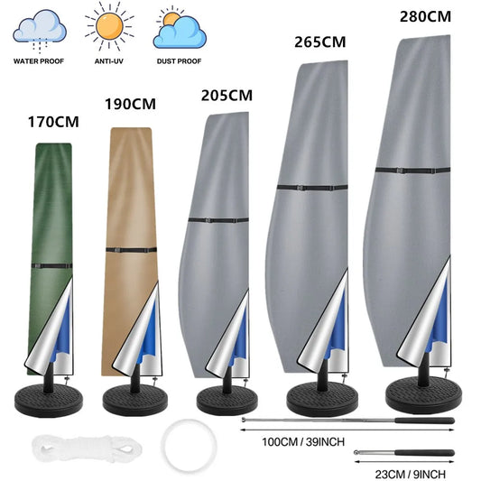 Patio Umbrella Cover Waterproof Outdoor Anti-UV Cantilever Offset Umbrella Cover Parasol Rain Umbrella Cover with Rod &Pull Ring Peaceful Pleasures Health and Wellness