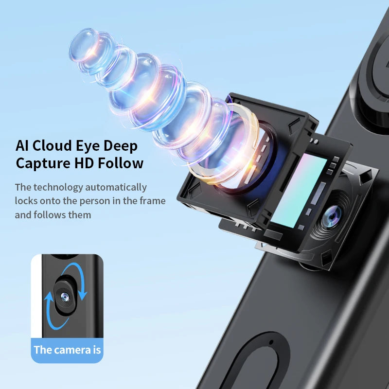 Tripod for Mobile Phone 360°Auto-Rotation Shooting Tripod Selfie Stick Phone Stand AI Face Following, with Remote Control Peaceful Pleasures Health and Wellness