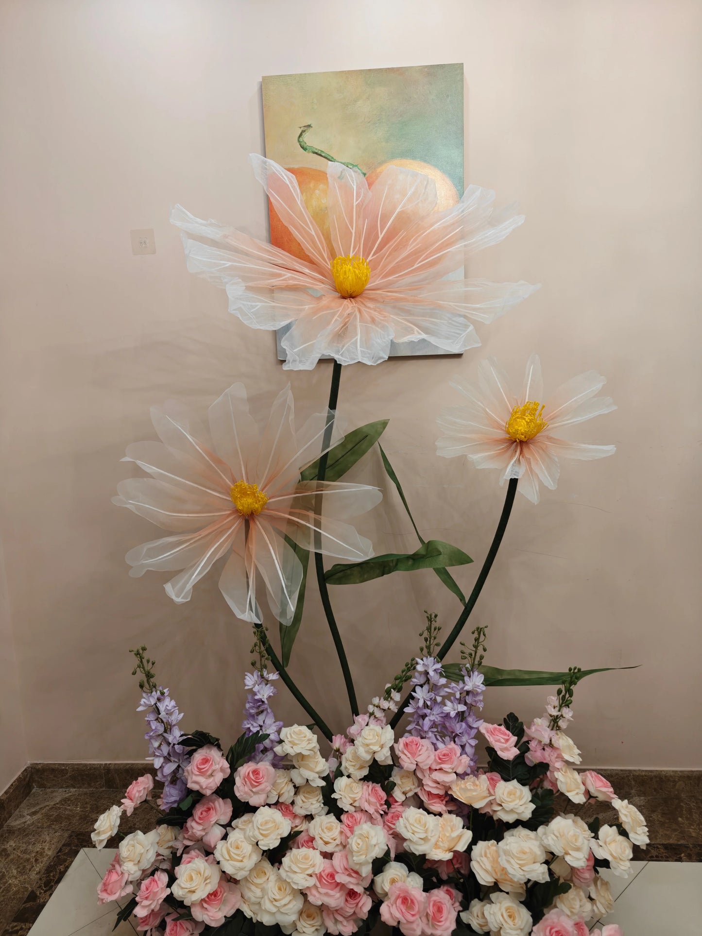 Artificial Silk Poppy Flower Wedding Backdrop Stand 40–80cm