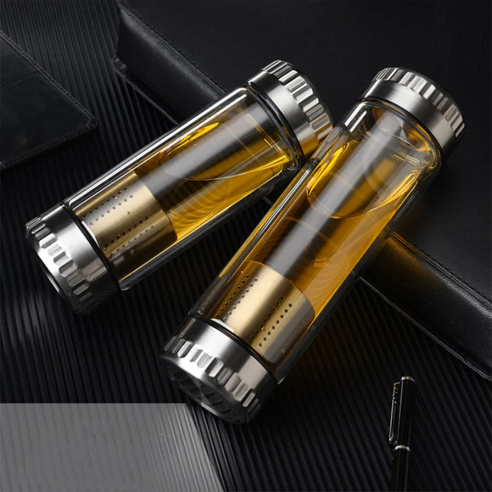 320/420ml Double Wall Glass Tea Water Bottle Have Filter Tumbler Tea-Strainer Water Bottle For Outdoor Office Tea Brewing Peaceful Pleasures Health and Wellness