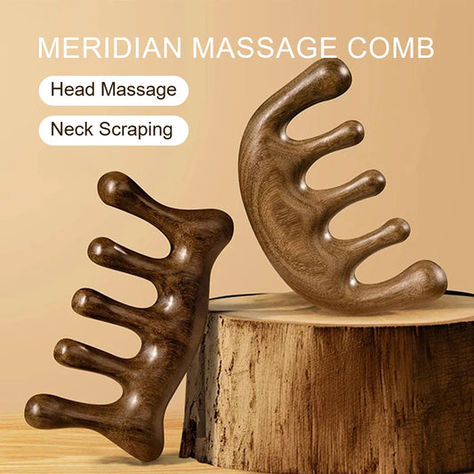 Sandalwood Wide Tooth Comb & Scalp Massager | Hair Care Wooden Hair Comb Oasis Select