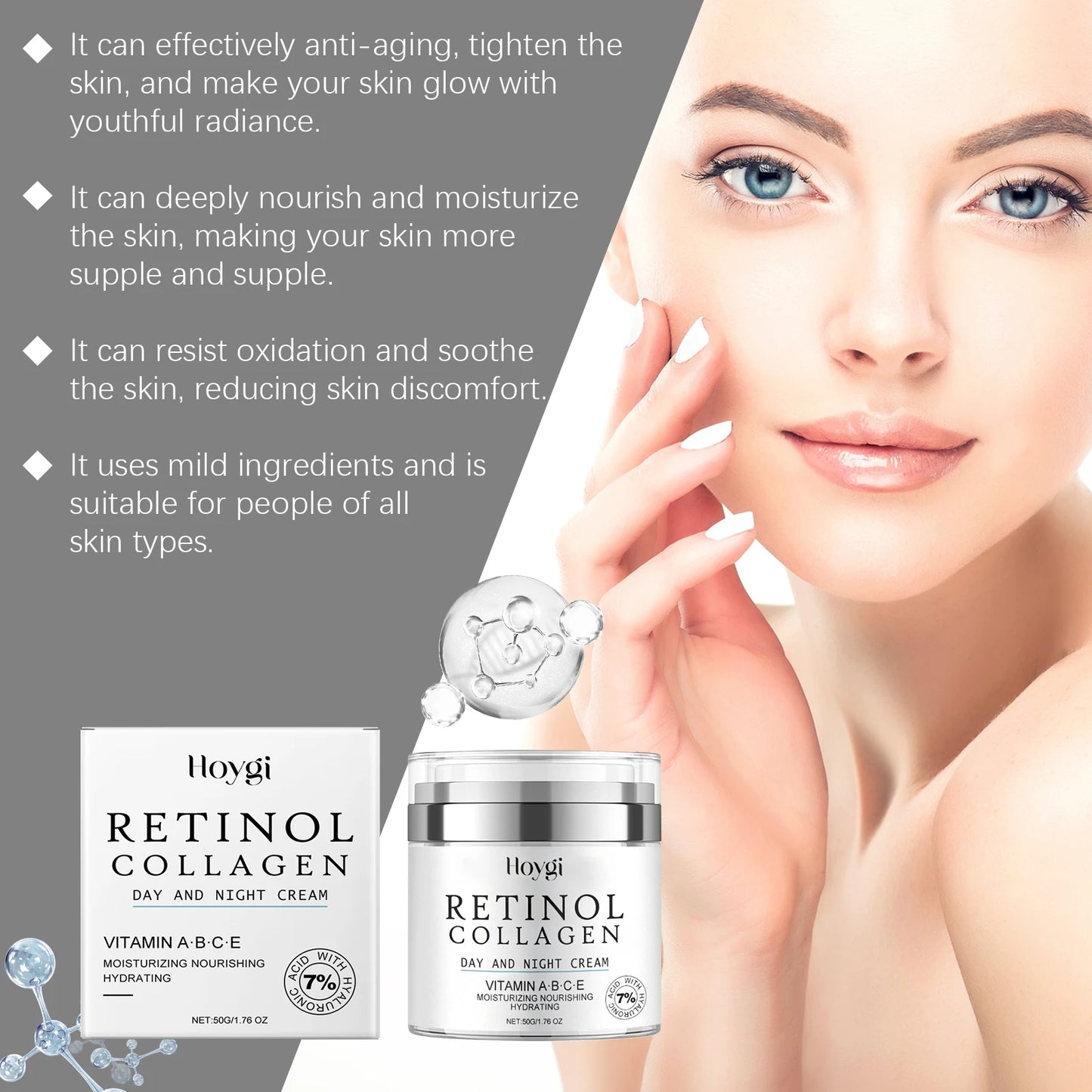 Retinol Anti-Aging Face Cream with Collagen, Vitamin C & E 50g