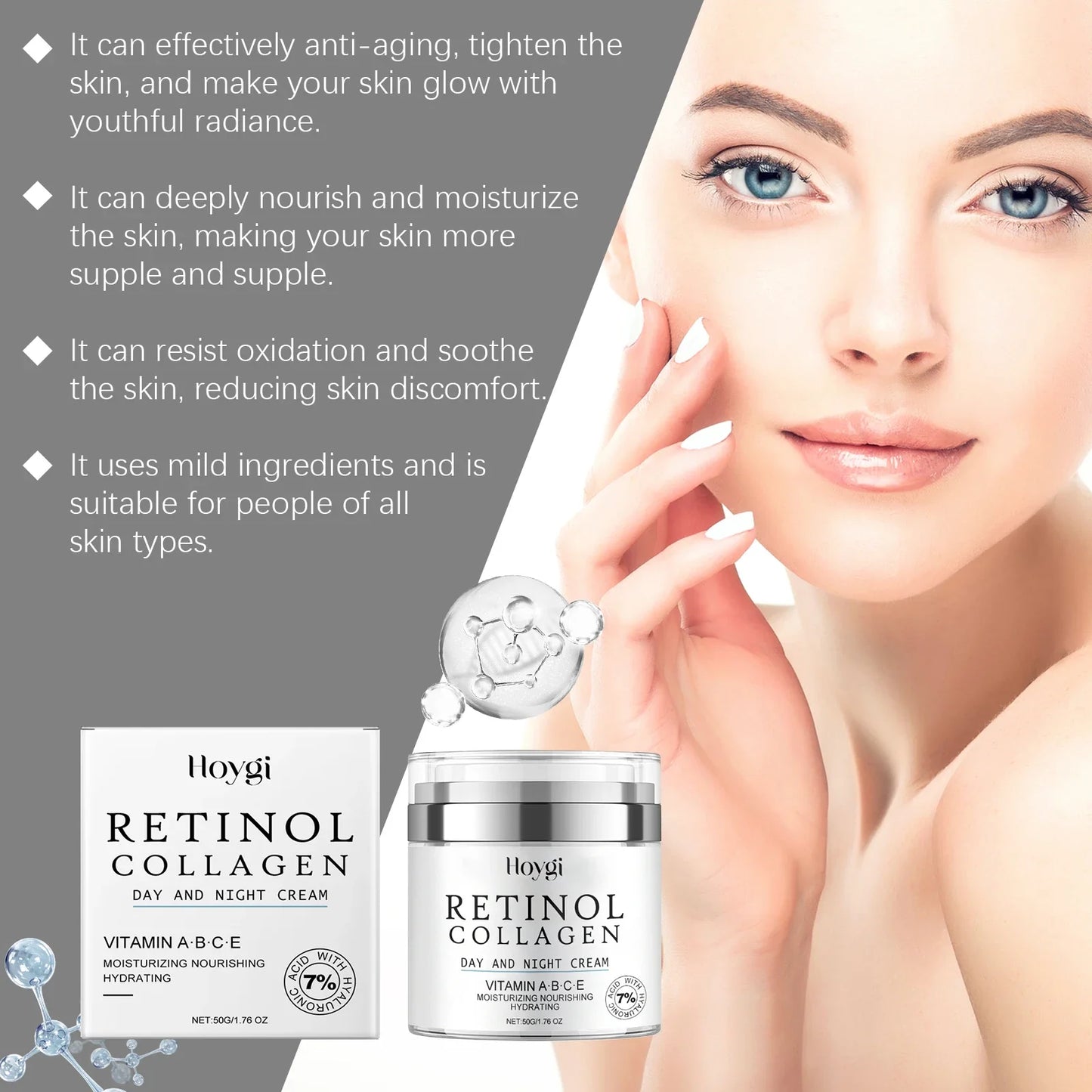 Hoygi Retinol Anti-Aging Face Cream – Collagen & Vitamin C 50g
