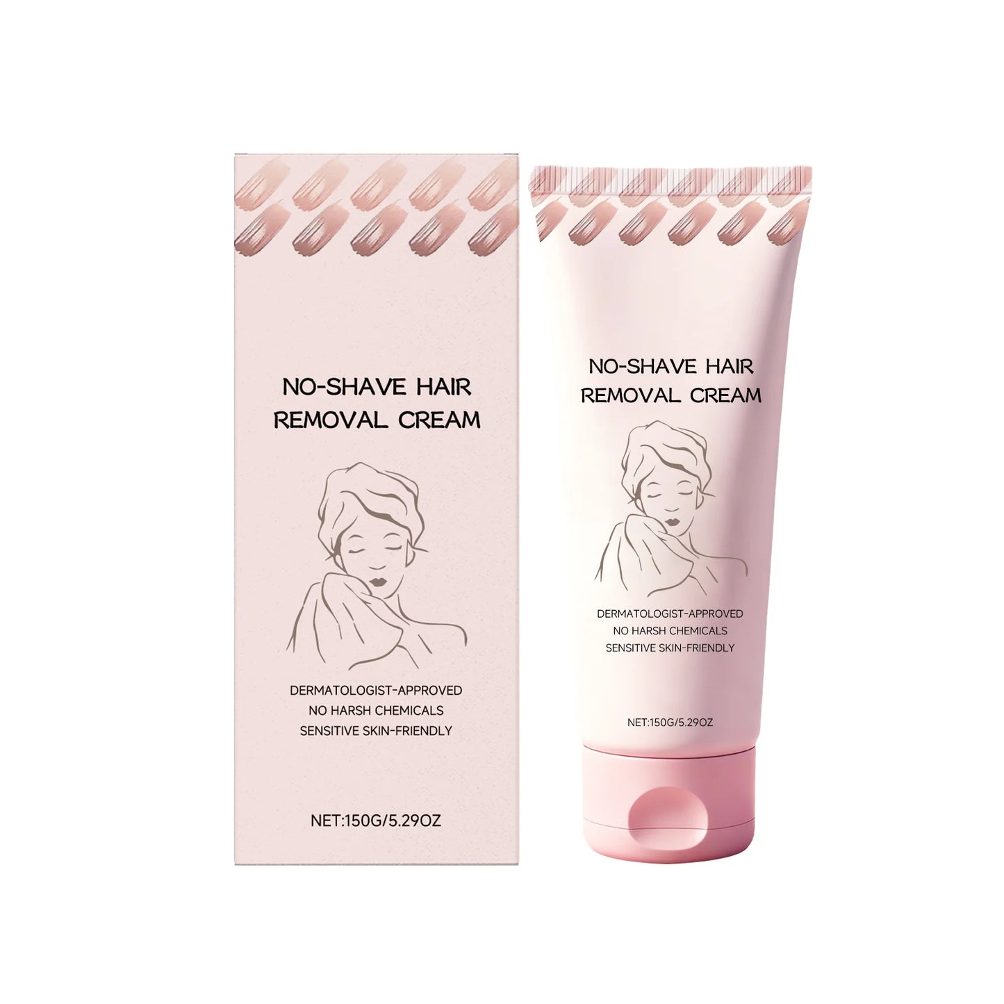 No Shave Gentle Hair Removal Cream Growth Inhibitor Depilatory Intimate Areas Painless Traceless Nourishing Moisturizing Care Peaceful Pleasures Health and Wellness 150g boxed