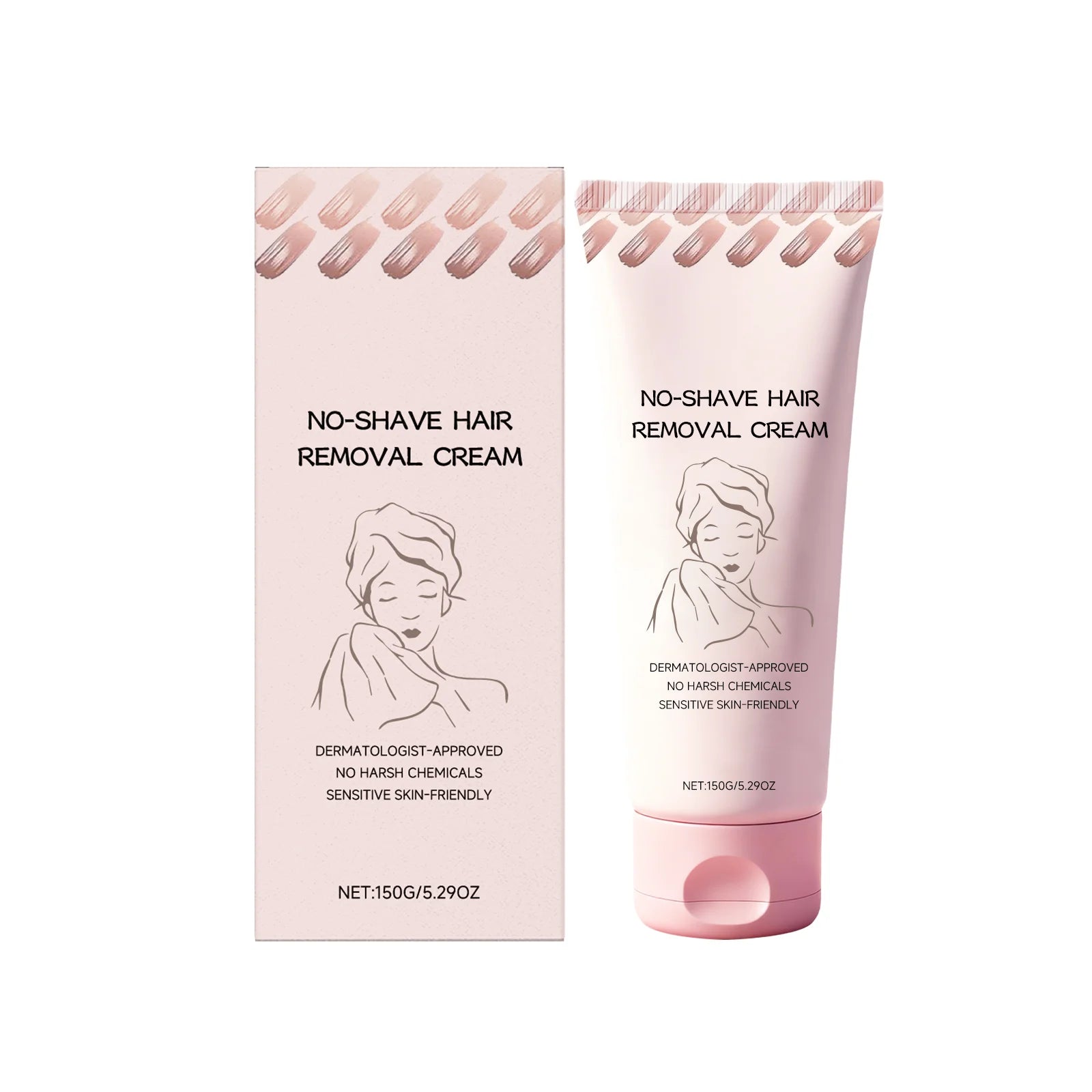 No Shave Gentle Hair Removal Cream Growth Inhibitor Depilatory Intimate Areas Painless Traceless Nourishing Moisturizing Care Peaceful Pleasures Health and Wellness 150g boxed