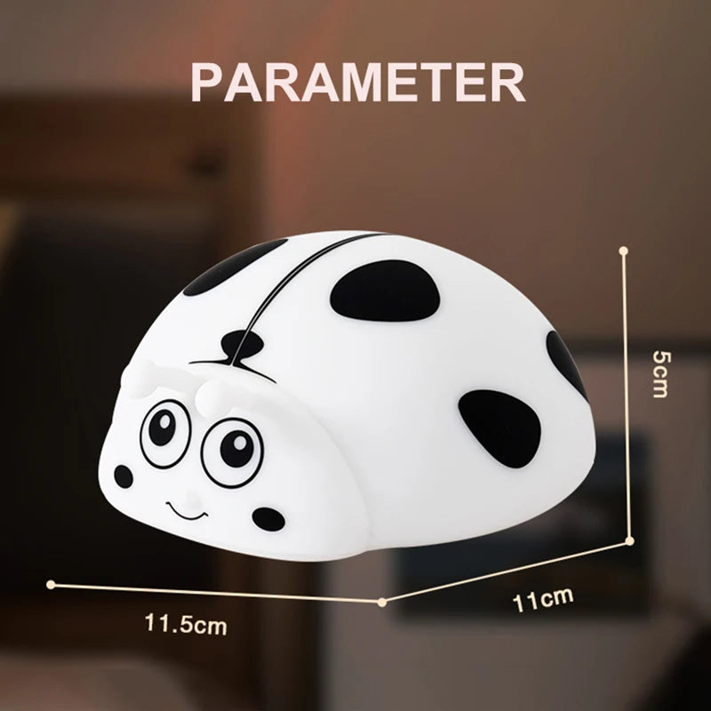 Adorable Night Light Silicone Nursery Sleeping Lamp Touch Control Ladybug Nightlights USB Rechargeable Table Lamp for Baby Child Peaceful Pleasures Health and Wellness