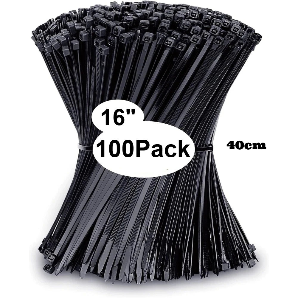 400 Pack Assorted Black Zip Ties 4" 6" 8" 12" UV Resistant Nylon