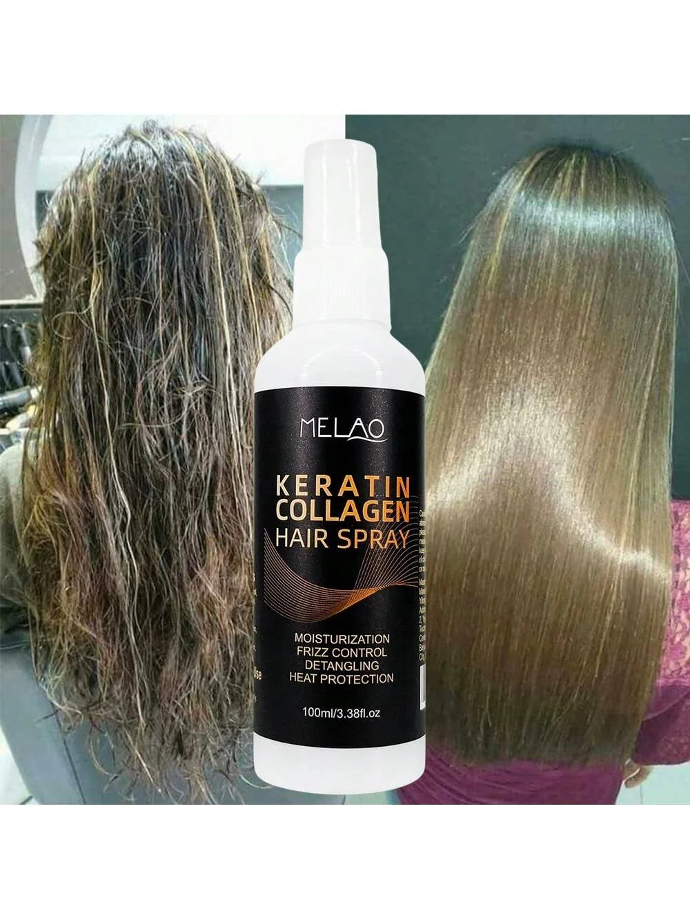 MELAO Collagen & Keratin Leave-In Hair Spray – Heat Protection Leave-In Hair Spray Peaceful Pleasures Health and Wellness