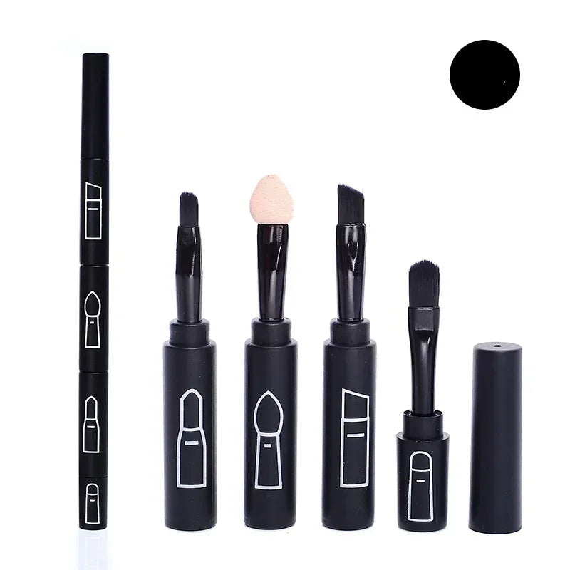4 In 1 Professional Makeup Brush for Lip, Eyeliner and Eye Shadow, Portable Retractable, Travel Outdoor with Plastic Handle Peaceful Pleasures Health and Wellness black