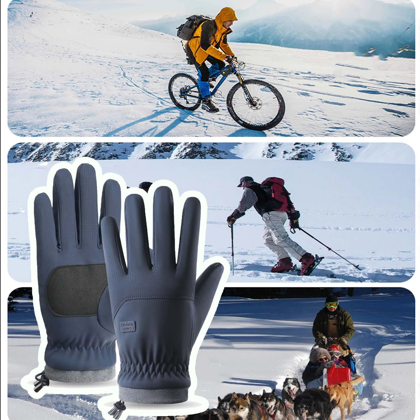 1 Pair Winter Outdoor Cycling Sports Gloves Men's Women's Winter Running TouchScreen Full-finger Gloves Christmas Halloween Gift Peaceful Pleasures Health and Wellness