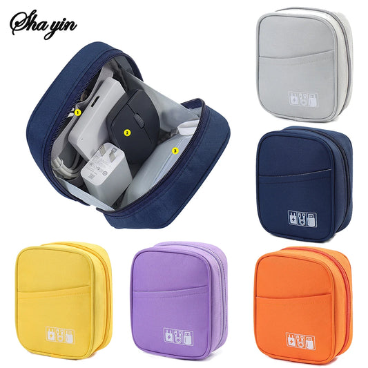 Waterproof Portable Cable Organizer Bag - Travel Digital Accessories Pouch for USB Power Bank Earphones Storage Case with Zipper Peaceful Pleasures Health and Wellness