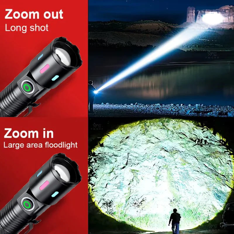Mikenoon Rechargeable LED Flashlight | Zoomable, 500m Beam