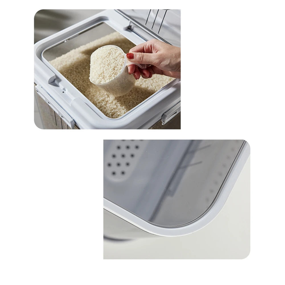 A36T-Rice Storage Box Grain Rice Dispenser Cereals Bucket Coffee Bean Pet Food Storage Peaceful Pleasures Health and Wellness