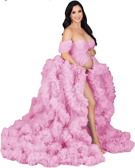 Tulle Lace Maternity Dress | Baby Shower & Photoshoot Gown