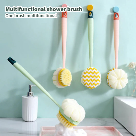 2-in-1 Double-Sided Bath Brush | Long Handle Back Scrub Bath Scrub Brush Peaceful Pleasures Health and Wellness green