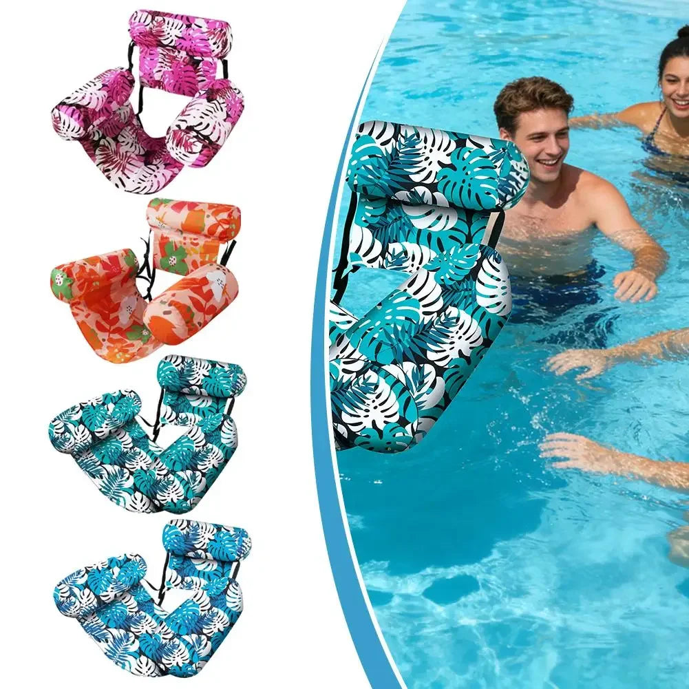Portable Foldable Inflatable Water Hammock, Comfortable Pool Lounge Chair, Heavy-Duty Floating Recliner Bed for Adults Swimming Peaceful Pleasures Health and Wellness