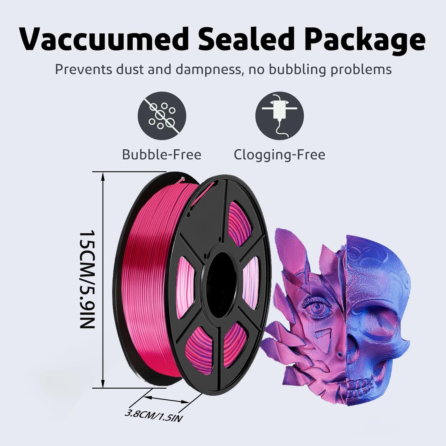 Silk Dual Color PLA Filament 1.75mm Blue/Red – 250g Spool
