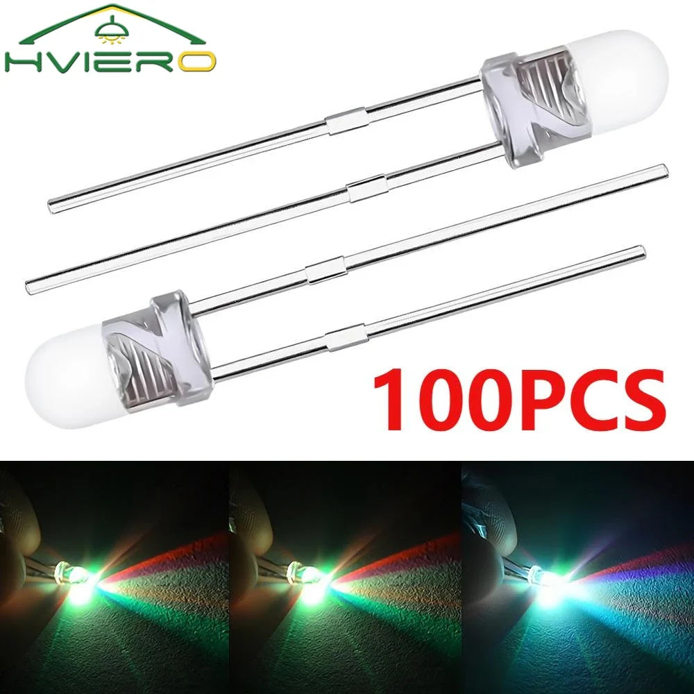 100pcs 3mm RGB Flashing LED Diodes – Fast & Slow Multicolor