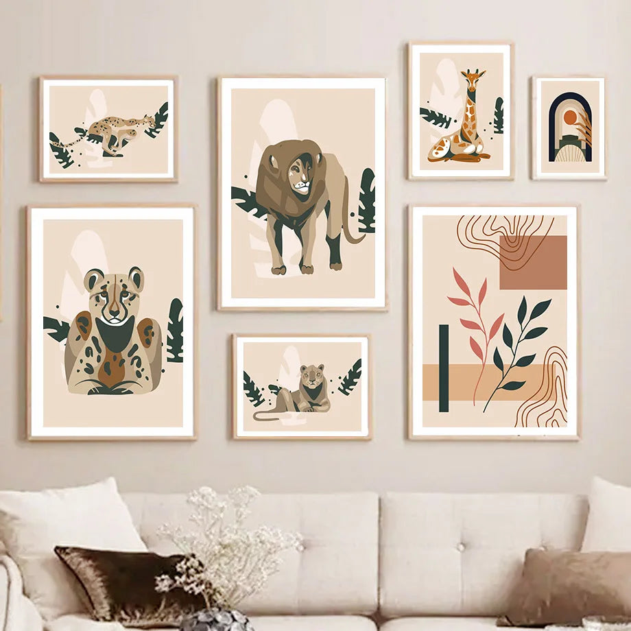 Boho Geometry Giraffe Lion Leopard Plant Leaf Wall Art Canvas Painting Nordic Posters And Prints Pictures For Living Room Dec Peaceful Pleasures Health and Wellness