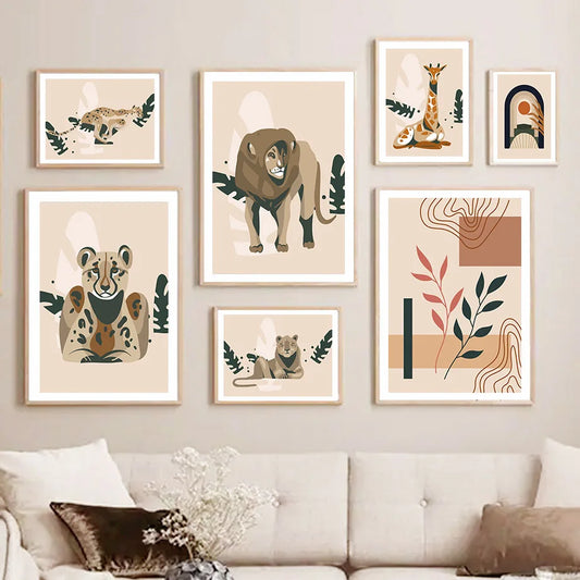 Boho Geometry Giraffe Lion Leopard Plant Leaf Wall Art Canvas Painting Nordic Posters And Prints Pictures For Living Room Dec Peaceful Pleasures Health and Wellness