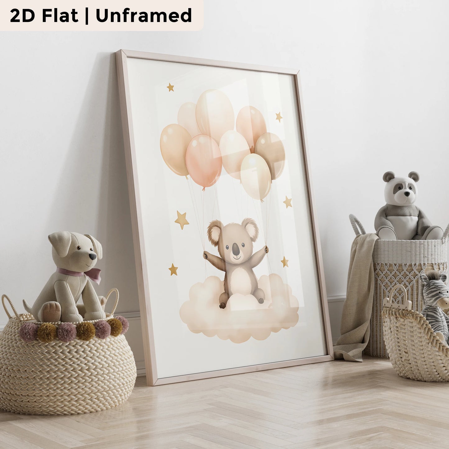 3-Piece Cartoon Balloon Bear Rabbit Canvas Wall Art Print Set