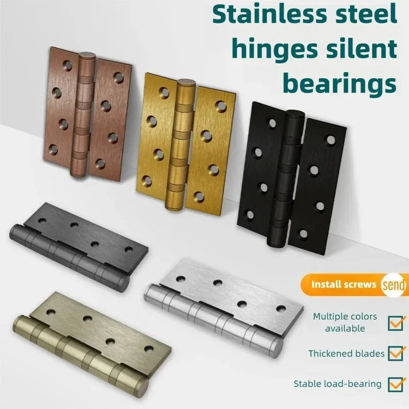 stainless steel Mute Hinge Room Door 4 Inch Bearings Hinges 3mm Thick Heavy Doors Strong Load Bearing Gemel Furniture Hardware Peaceful Pleasures Health and Wellness