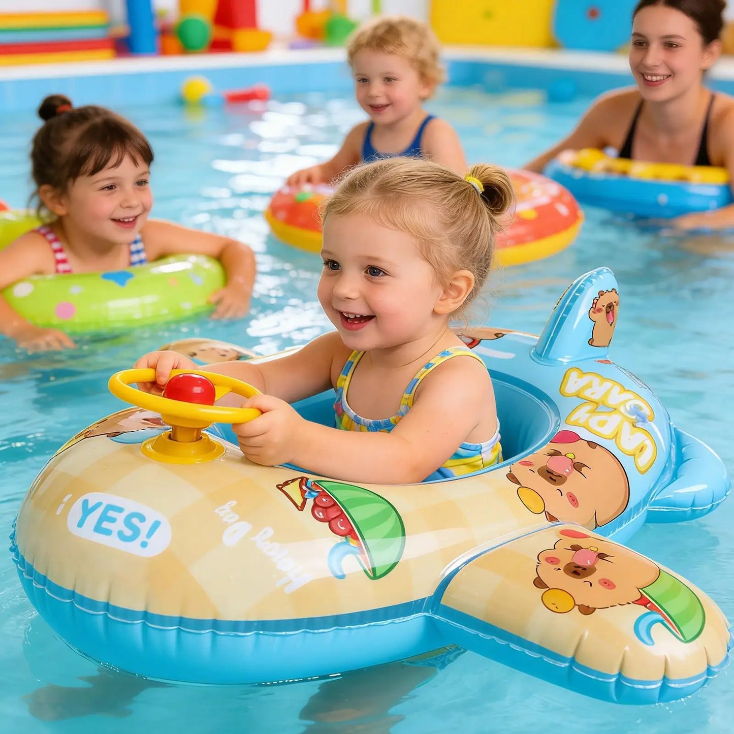 Inflatable Capybara Pool Float Cartoon Animal Floating Raft Kids Swimming Floatie For Summer Party Lake Beach Backyard Garden Peaceful Pleasures Health and Wellness