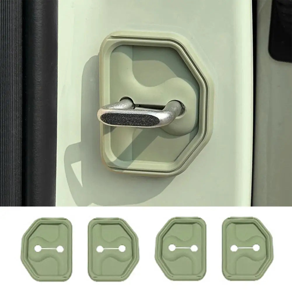 4Pcs Silicone Car Door Lock Cover Pad Anti Vibration Shock Absorber Door Lock Buckle Protector Anti-Collision Soundproof Damper Peaceful Pleasures Health and Wellness