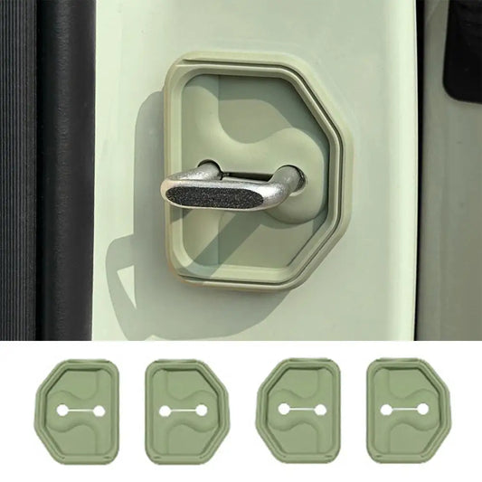 4Pcs Silicone Car Door Lock Cover Pad Anti Vibration Shock Absorber Door Lock Buckle Protector Anti-Collision Soundproof Damper Peaceful Pleasures Health and Wellness