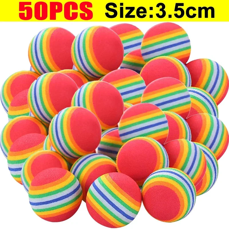 Rainbow EVA Soft Pet Toy Balls for Cats & Dogs | 10–50 Pack