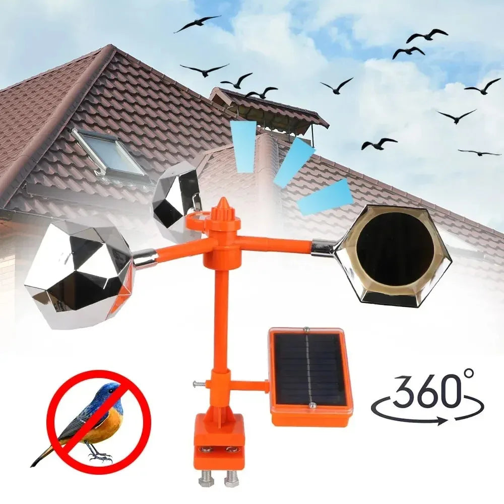 Solar Wind Powered Bird Repeller 360° Rotation Flash Sound Scare Automatic Pest Deterrent for Garden Farm Yard Peaceful Pleasures Health and Wellness