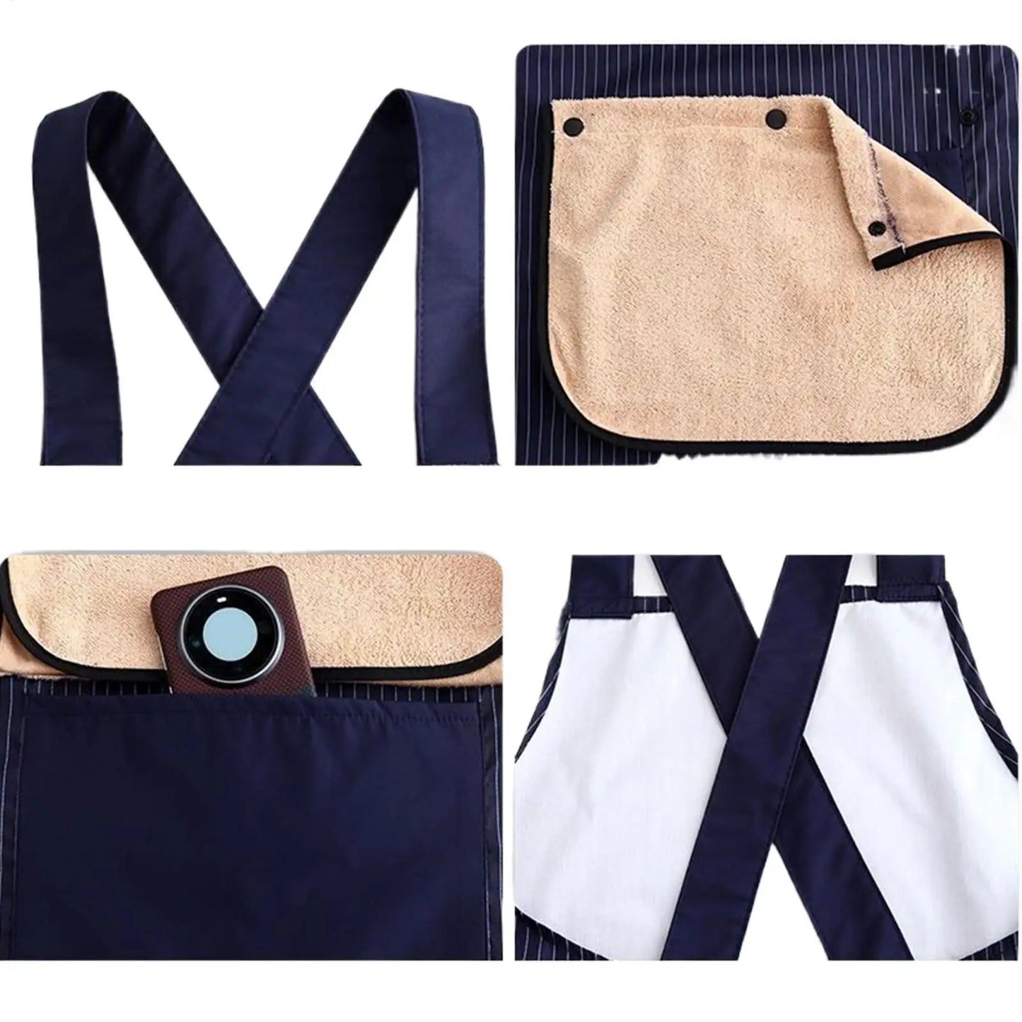 Waterproof Cross Back Kitchen Apron with Removable Towel