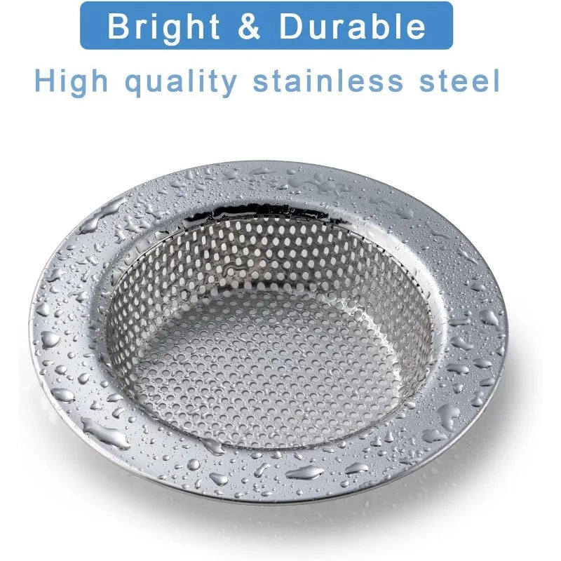 Two-Pack Double-Layer Anti-Clogging Sink Strainer Made of 304 Stainless Steel, Suitable for Standard Kitchen Sinks, Ideal for Home and Commercial Kitchens to Prevent Clogging, Polished Surface, Durable and Long-Lasting Peaceful Pleasures Health and Wellness