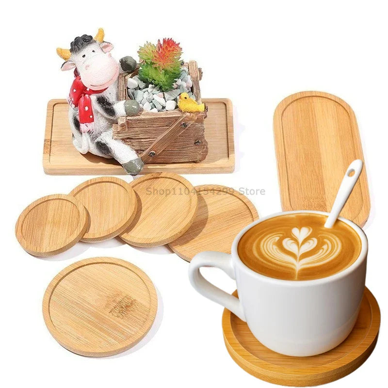 Bamboo Wood Tray Set – Plant, Bathroom & Kitchen Organizer