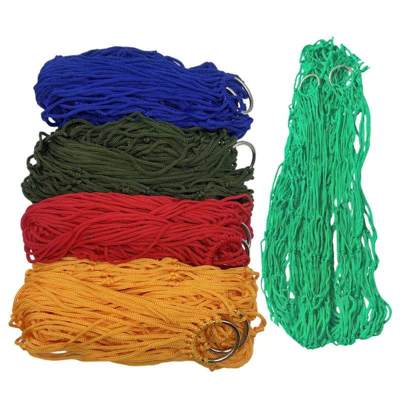 Outdoor Hammock Swing Camping Anti-rollover Nylon Rope Net Bag Tree Hanging Thickened Ultra-light Fishing Net Hammock Peaceful Pleasures Health and Wellness
