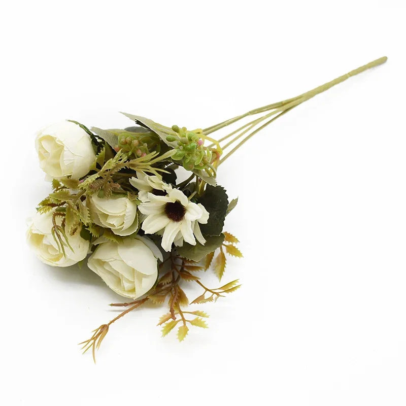 Artificial Silk Rose Bouquet for Wedding & Home Decor (1–5 Pcs)